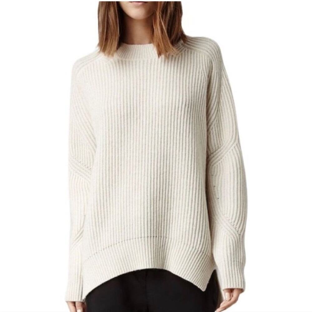 All Saints Quinta Jumper cream chunky knit wool alpaca blend sweater tunic Large